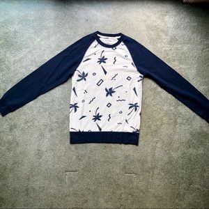 Blue Geometric Printed Long Sleeve Tee